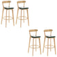 Industrial Backrest Counter Stool Rubber Wood Cafe Bar Stool with Cushion and Pedal Blackish Green 4 Piece Set Clearhalo 'Bar Furniture' 'Bar Stools' 'bar_stools' 'furn' 'furn_bar_stools' 'Furniture' 'Kitchen & Dining Furniture' 6853662