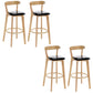 Industrial Backrest Counter Stool Rubber Wood Cafe Bar Stool with Cushion and Pedal Black 4 Piece Set Clearhalo 'Bar Furniture' 'Bar Stools' 'bar_stools' 'furn' 'furn_bar_stools' 'Furniture' 'Kitchen & Dining Furniture' 6853663