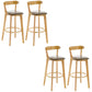 Industrial Backrest Counter Stool Rubber Wood Cafe Bar Stool with Cushion and Pedal Grey 4 Piece Set Clearhalo 'Bar Furniture' 'Bar Stools' 'bar_stools' 'furn' 'furn_bar_stools' 'Furniture' 'Kitchen & Dining Furniture' 6853664