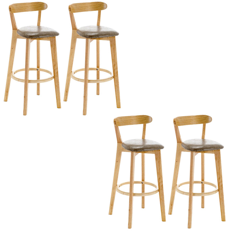 Industrial Backrest Counter Stool Rubber Wood Cafe Bar Stool with Cushion and Pedal Grey 4 Piece Set Clearhalo 'Bar Furniture' 'Bar Stools' 'bar_stools' 'furn' 'furn_bar_stools' 'Furniture' 'Kitchen & Dining Furniture' 6853664