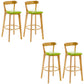 Industrial Backrest Counter Stool Rubber Wood Cafe Bar Stool with Cushion and Pedal Green 4 Piece Set Clearhalo 'Bar Furniture' 'Bar Stools' 'bar_stools' 'furn' 'furn_bar_stools' 'Furniture' 'Kitchen & Dining Furniture' 6853665