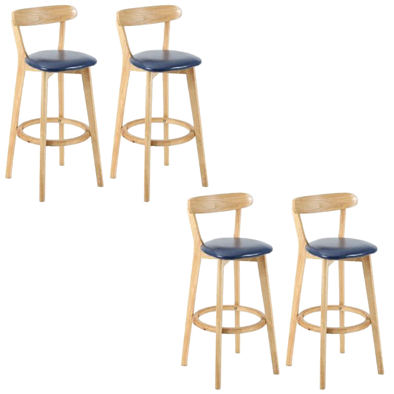 Industrial Backrest Counter Stool Rubber Wood Cafe Bar Stool with Cushion and Pedal Dark Blue 4 Piece Set Clearhalo 'Bar Furniture' 'Bar Stools' 'bar_stools' 'furn' 'furn_bar_stools' 'Furniture' 'Kitchen & Dining Furniture' 6853666