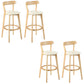 Industrial Backrest Counter Stool Rubber Wood Cafe Bar Stool with Cushion and Pedal Off-White 4 Piece Set Clearhalo 'Bar Furniture' 'Bar Stools' 'bar_stools' 'furn' 'furn_bar_stools' 'Furniture' 'Kitchen & Dining Furniture' 6853667