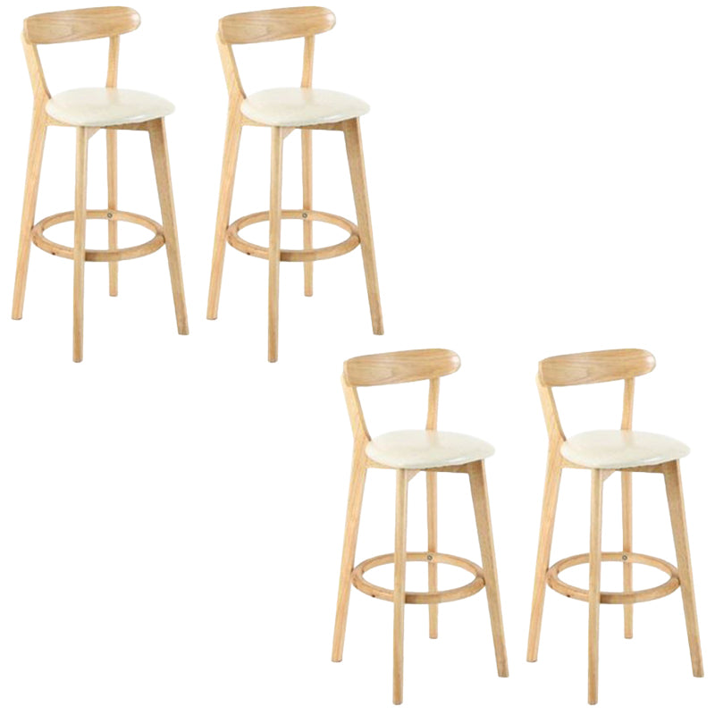 Industrial Backrest Counter Stool Rubber Wood Cafe Bar Stool with Cushion and Pedal Off-White 4 Piece Set Clearhalo 'Bar Furniture' 'Bar Stools' 'bar_stools' 'furn' 'furn_bar_stools' 'Furniture' 'Kitchen & Dining Furniture' 6853667