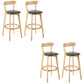 Industrial Backrest Counter Stool Rubber Wood Cafe Bar Stool with Cushion and Pedal Army Green 4 Piece Set Clearhalo 'Bar Furniture' 'Bar Stools' 'bar_stools' 'furn' 'furn_bar_stools' 'Furniture' 'Kitchen & Dining Furniture' 6853668