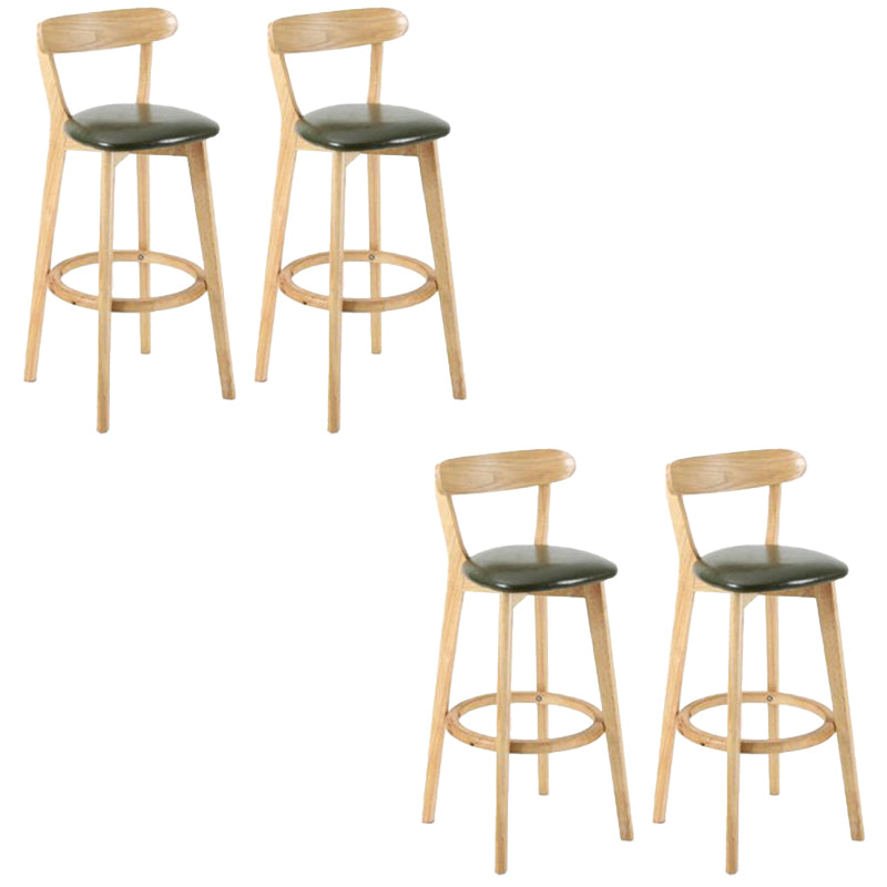 Industrial Backrest Counter Stool Rubber Wood Cafe Bar Stool with Cushion and Pedal Army Green 4 Piece Set Clearhalo 'Bar Furniture' 'Bar Stools' 'bar_stools' 'furn' 'furn_bar_stools' 'Furniture' 'Kitchen & Dining Furniture' 6853668