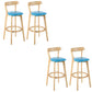 Industrial Backrest Counter Stool Rubber Wood Cafe Bar Stool with Cushion and Pedal Sky Blue 4 Piece Set Clearhalo 'Bar Furniture' 'Bar Stools' 'bar_stools' 'furn' 'furn_bar_stools' 'Furniture' 'Kitchen & Dining Furniture' 6853669