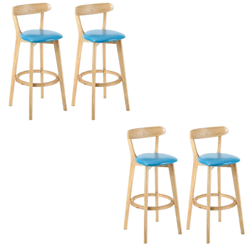 Industrial Backrest Counter Stool Rubber Wood Cafe Bar Stool with Cushion and Pedal Sky Blue 4 Piece Set Clearhalo 'Bar Furniture' 'Bar Stools' 'bar_stools' 'furn' 'furn_bar_stools' 'Furniture' 'Kitchen & Dining Furniture' 6853669