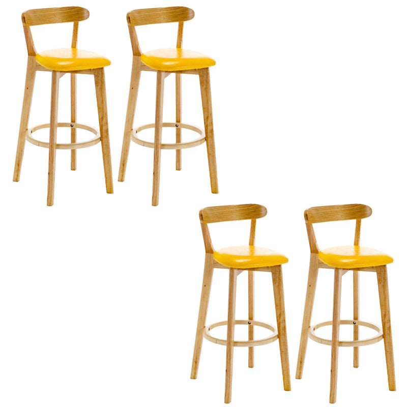 Industrial Backrest Counter Stool Rubber Wood Cafe Bar Stool with Cushion and Pedal Ginger 4 Piece Set Clearhalo 'Bar Furniture' 'Bar Stools' 'bar_stools' 'furn' 'furn_bar_stools' 'Furniture' 'Kitchen & Dining Furniture' 6853670