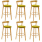 Industrial Backrest Counter Stool Rubber Wood Cafe Bar Stool with Cushion and Pedal Light Green 6 Piece Set Clearhalo 'Bar Furniture' 'Bar Stools' 'bar_stools' 'furn' 'furn_bar_stools' 'Furniture' 'Kitchen & Dining Furniture' 6853671