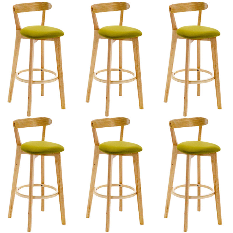 Industrial Backrest Counter Stool Rubber Wood Cafe Bar Stool with Cushion and Pedal Light Green 6 Piece Set Clearhalo 'Bar Furniture' 'Bar Stools' 'bar_stools' 'furn' 'furn_bar_stools' 'Furniture' 'Kitchen & Dining Furniture' 6853671