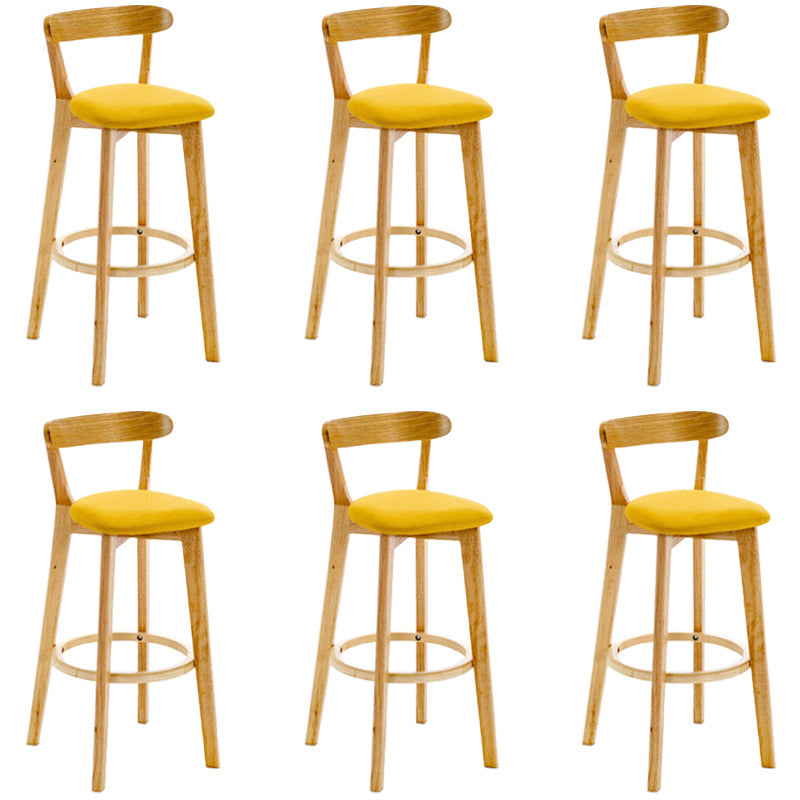 Industrial Backrest Counter Stool Rubber Wood Cafe Bar Stool with Cushion and Pedal Yellow 6 Piece Set Clearhalo 'Bar Furniture' 'Bar Stools' 'bar_stools' 'furn' 'furn_bar_stools' 'Furniture' 'Kitchen & Dining Furniture' 6853672