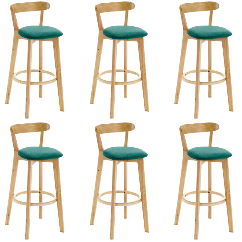 Industrial Backrest Counter Stool Rubber Wood Cafe Bar Stool with Cushion and Pedal Mint Green 6 Piece Set Clearhalo 'Bar Furniture' 'Bar Stools' 'bar_stools' 'furn' 'furn_bar_stools' 'Furniture' 'Kitchen & Dining Furniture' 6853673