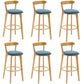 Industrial Backrest Counter Stool Rubber Wood Cafe Bar Stool with Cushion and Pedal Blue 6 Piece Set Clearhalo 'Bar Furniture' 'Bar Stools' 'bar_stools' 'furn' 'furn_bar_stools' 'Furniture' 'Kitchen & Dining Furniture' 6853674