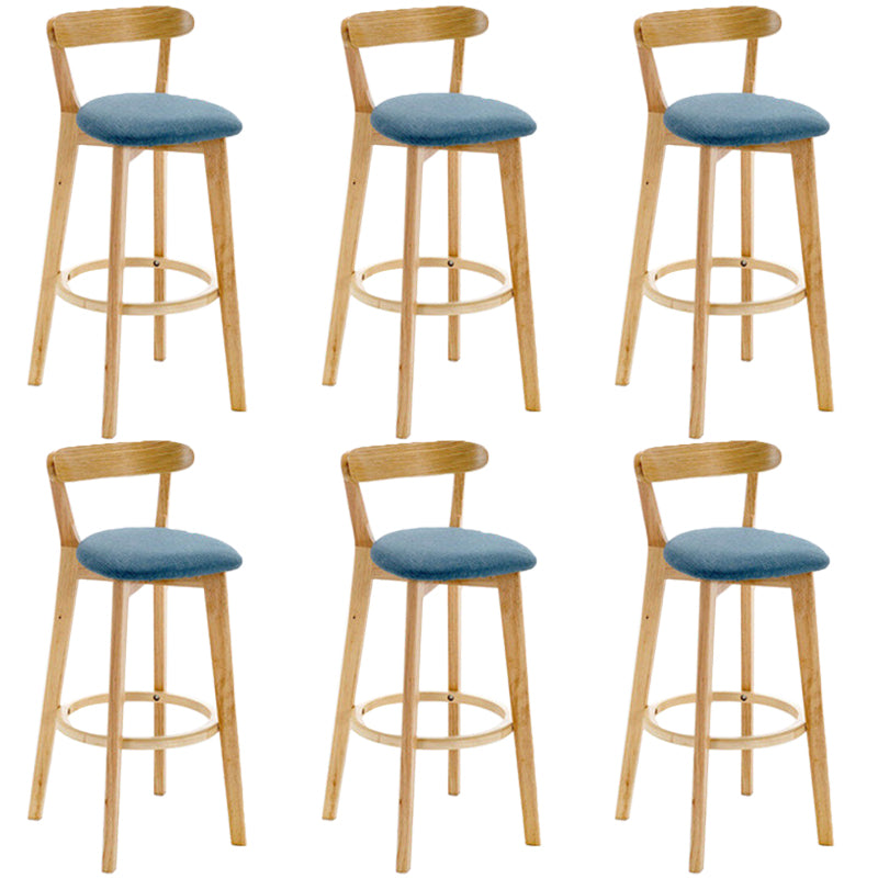 Industrial Backrest Counter Stool Rubber Wood Cafe Bar Stool with Cushion and Pedal Blue 6 Piece Set Clearhalo 'Bar Furniture' 'Bar Stools' 'bar_stools' 'furn' 'furn_bar_stools' 'Furniture' 'Kitchen & Dining Furniture' 6853674