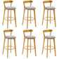 Industrial Backrest Counter Stool Rubber Wood Cafe Bar Stool with Cushion and Pedal Light Gray 6 Piece Set Clearhalo 'Bar Furniture' 'Bar Stools' 'bar_stools' 'furn' 'furn_bar_stools' 'Furniture' 'Kitchen & Dining Furniture' 6853675