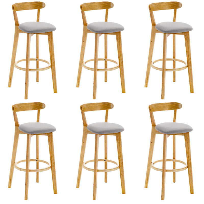 Industrial Backrest Counter Stool Rubber Wood Cafe Bar Stool with Cushion and Pedal Light Gray 6 Piece Set Clearhalo 'Bar Furniture' 'Bar Stools' 'bar_stools' 'furn' 'furn_bar_stools' 'Furniture' 'Kitchen & Dining Furniture' 6853675