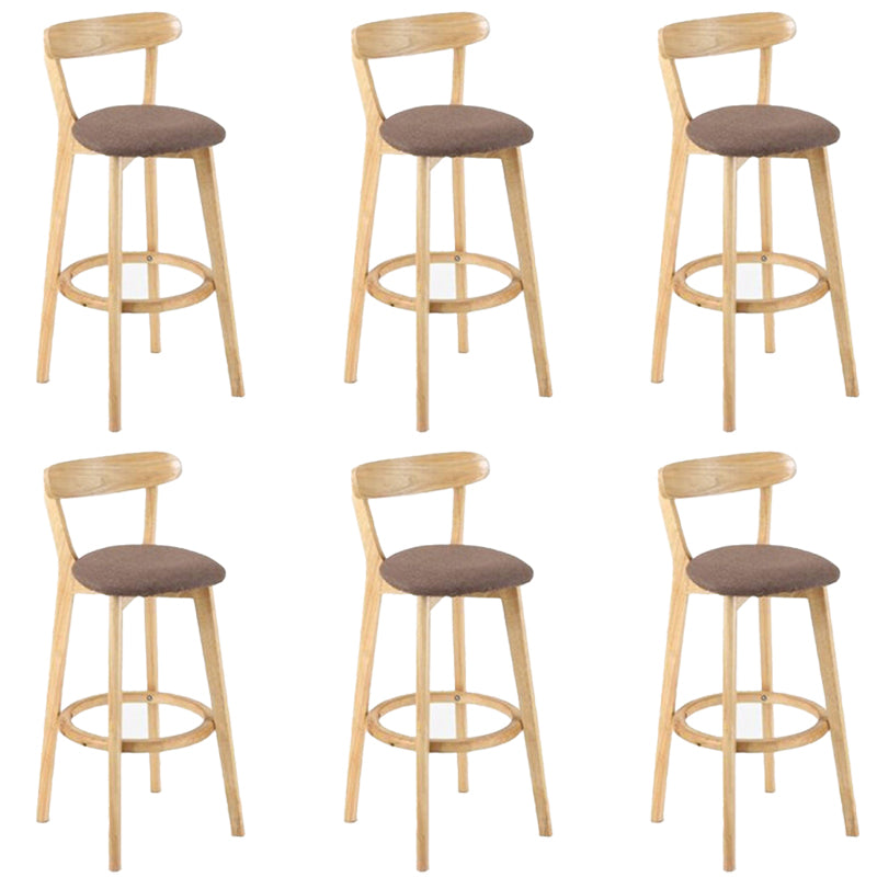 Industrial Backrest Counter Stool Rubber Wood Cafe Bar Stool with Cushion and Pedal Coffee 6 Piece Set Clearhalo 'Bar Furniture' 'Bar Stools' 'bar_stools' 'furn' 'furn_bar_stools' 'Furniture' 'Kitchen & Dining Furniture' 6853677