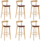 Industrial Backrest Counter Stool Rubber Wood Cafe Bar Stool with Cushion and Pedal Brown 6 Piece Set Clearhalo 'Bar Furniture' 'Bar Stools' 'bar_stools' 'furn' 'furn_bar_stools' 'Furniture' 'Kitchen & Dining Furniture' 6853678