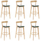 Industrial Backrest Counter Stool Rubber Wood Cafe Bar Stool with Cushion and Pedal Blackish Green 6 Piece Set Clearhalo 'Bar Furniture' 'Bar Stools' 'bar_stools' 'furn' 'furn_bar_stools' 'Furniture' 'Kitchen & Dining Furniture' 6853679