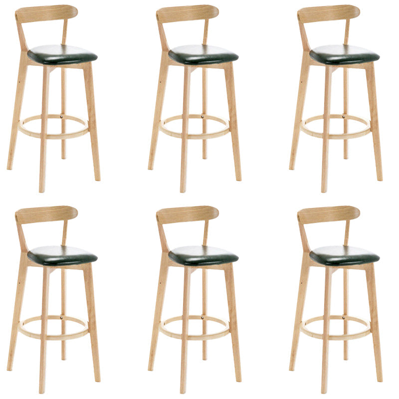Industrial Backrest Counter Stool Rubber Wood Cafe Bar Stool with Cushion and Pedal Blackish Green 6 Piece Set Clearhalo 'Bar Furniture' 'Bar Stools' 'bar_stools' 'furn' 'furn_bar_stools' 'Furniture' 'Kitchen & Dining Furniture' 6853679