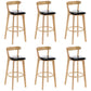 Industrial Backrest Counter Stool Rubber Wood Cafe Bar Stool with Cushion and Pedal Black 6 Piece Set Clearhalo 'Bar Furniture' 'Bar Stools' 'bar_stools' 'furn' 'furn_bar_stools' 'Furniture' 'Kitchen & Dining Furniture' 6853680