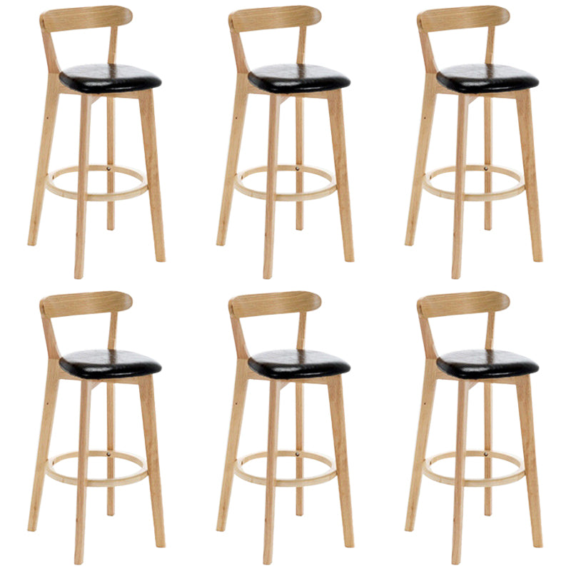Industrial Backrest Counter Stool Rubber Wood Cafe Bar Stool with Cushion and Pedal Black 6 Piece Set Clearhalo 'Bar Furniture' 'Bar Stools' 'bar_stools' 'furn' 'furn_bar_stools' 'Furniture' 'Kitchen & Dining Furniture' 6853680