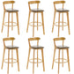 Industrial Backrest Counter Stool Rubber Wood Cafe Bar Stool with Cushion and Pedal Grey 6 Piece Set Clearhalo 'Bar Furniture' 'Bar Stools' 'bar_stools' 'furn' 'furn_bar_stools' 'Furniture' 'Kitchen & Dining Furniture' 6853681