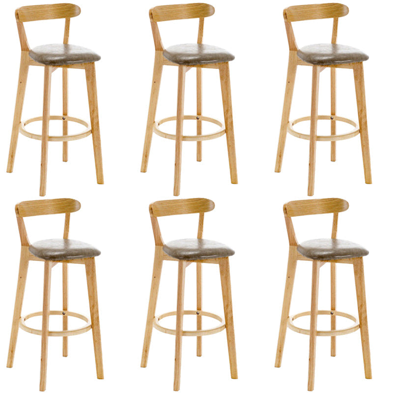 Industrial Backrest Counter Stool Rubber Wood Cafe Bar Stool with Cushion and Pedal Grey 6 Piece Set Clearhalo 'Bar Furniture' 'Bar Stools' 'bar_stools' 'furn' 'furn_bar_stools' 'Furniture' 'Kitchen & Dining Furniture' 6853681