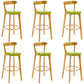 Industrial Backrest Counter Stool Rubber Wood Cafe Bar Stool with Cushion and Pedal Green 6 Piece Set Clearhalo 'Bar Furniture' 'Bar Stools' 'bar_stools' 'furn' 'furn_bar_stools' 'Furniture' 'Kitchen & Dining Furniture' 6853682