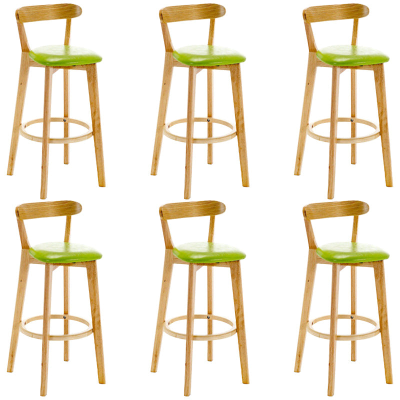 Industrial Backrest Counter Stool Rubber Wood Cafe Bar Stool with Cushion and Pedal Green 6 Piece Set Clearhalo 'Bar Furniture' 'Bar Stools' 'bar_stools' 'furn' 'furn_bar_stools' 'Furniture' 'Kitchen & Dining Furniture' 6853682