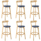 Industrial Backrest Counter Stool Rubber Wood Cafe Bar Stool with Cushion and Pedal Dark Blue 6 Piece Set Clearhalo 'Bar Furniture' 'Bar Stools' 'bar_stools' 'furn' 'furn_bar_stools' 'Furniture' 'Kitchen & Dining Furniture' 6853683