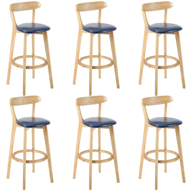 Industrial Backrest Counter Stool Rubber Wood Cafe Bar Stool with Cushion and Pedal Dark Blue 6 Piece Set Clearhalo 'Bar Furniture' 'Bar Stools' 'bar_stools' 'furn' 'furn_bar_stools' 'Furniture' 'Kitchen & Dining Furniture' 6853683
