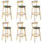 Industrial Backrest Counter Stool Rubber Wood Cafe Bar Stool with Cushion and Pedal Army Green 6 Piece Set Clearhalo 'Bar Furniture' 'Bar Stools' 'bar_stools' 'furn' 'furn_bar_stools' 'Furniture' 'Kitchen & Dining Furniture' 6853685