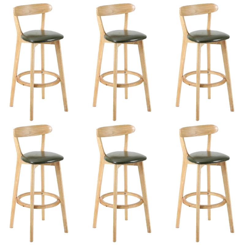 Industrial Backrest Counter Stool Rubber Wood Cafe Bar Stool with Cushion and Pedal Army Green 6 Piece Set Clearhalo 'Bar Furniture' 'Bar Stools' 'bar_stools' 'furn' 'furn_bar_stools' 'Furniture' 'Kitchen & Dining Furniture' 6853685