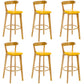 Industrial Backrest Counter Stool Rubber Wood Cafe Bar Stool with Cushion and Pedal Ginger 6 Piece Set Clearhalo 'Bar Furniture' 'Bar Stools' 'bar_stools' 'furn' 'furn_bar_stools' 'Furniture' 'Kitchen & Dining Furniture' 6853687