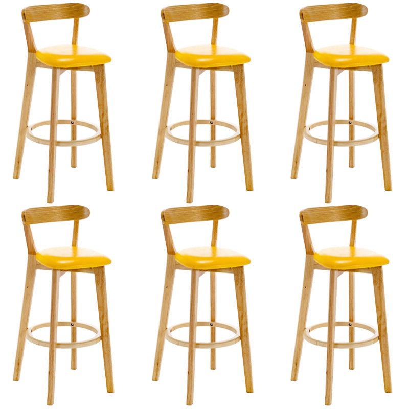 Industrial Backrest Counter Stool Rubber Wood Cafe Bar Stool with Cushion and Pedal Ginger 6 Piece Set Clearhalo 'Bar Furniture' 'Bar Stools' 'bar_stools' 'furn' 'furn_bar_stools' 'Furniture' 'Kitchen & Dining Furniture' 6853687