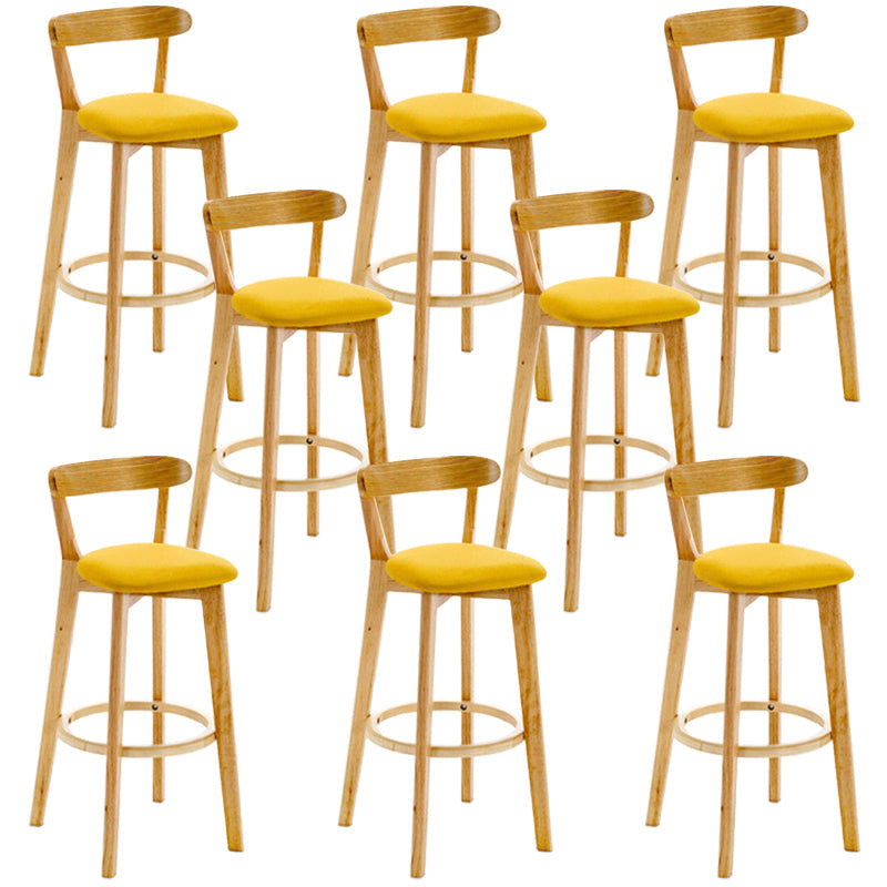 Industrial Backrest Counter Stool Rubber Wood Cafe Bar Stool with Cushion and Pedal Yellow 8 Piece Set Clearhalo 'Bar Furniture' 'Bar Stools' 'bar_stools' 'furn' 'furn_bar_stools' 'Furniture' 'Kitchen & Dining Furniture' 6853689