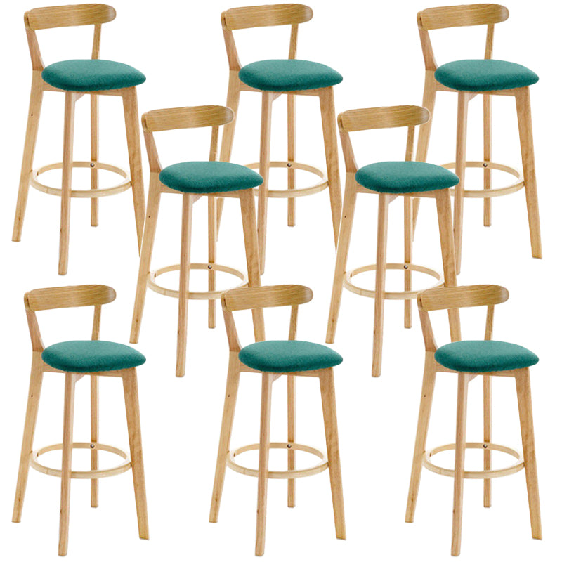 Industrial Backrest Counter Stool Rubber Wood Cafe Bar Stool with Cushion and Pedal Mint Green 8 Piece Set Clearhalo 'Bar Furniture' 'Bar Stools' 'bar_stools' 'furn' 'furn_bar_stools' 'Furniture' 'Kitchen & Dining Furniture' 6853690