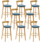 Industrial Backrest Counter Stool Rubber Wood Cafe Bar Stool with Cushion and Pedal Blue 8 Piece Set Clearhalo 'Bar Furniture' 'Bar Stools' 'bar_stools' 'furn' 'furn_bar_stools' 'Furniture' 'Kitchen & Dining Furniture' 6853691