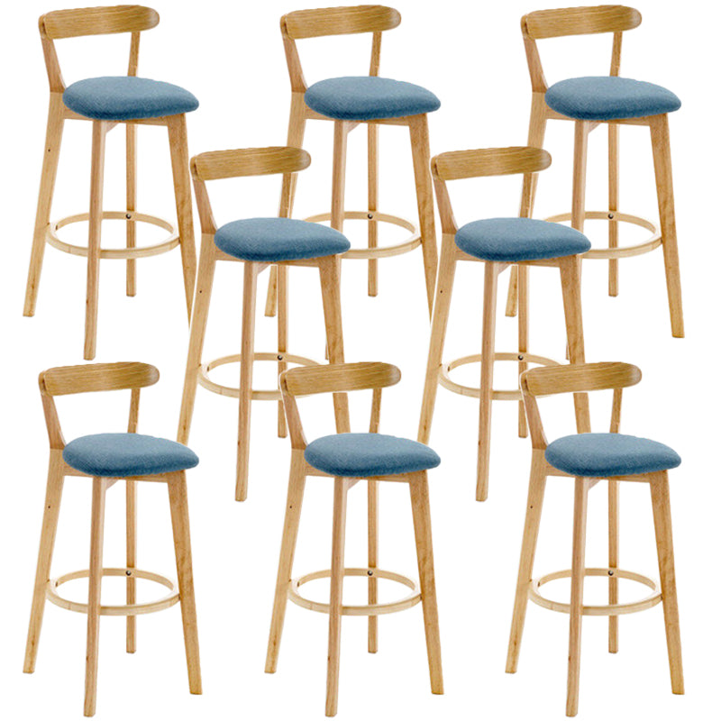 Industrial Backrest Counter Stool Rubber Wood Cafe Bar Stool with Cushion and Pedal Blue 8 Piece Set Clearhalo 'Bar Furniture' 'Bar Stools' 'bar_stools' 'furn' 'furn_bar_stools' 'Furniture' 'Kitchen & Dining Furniture' 6853691