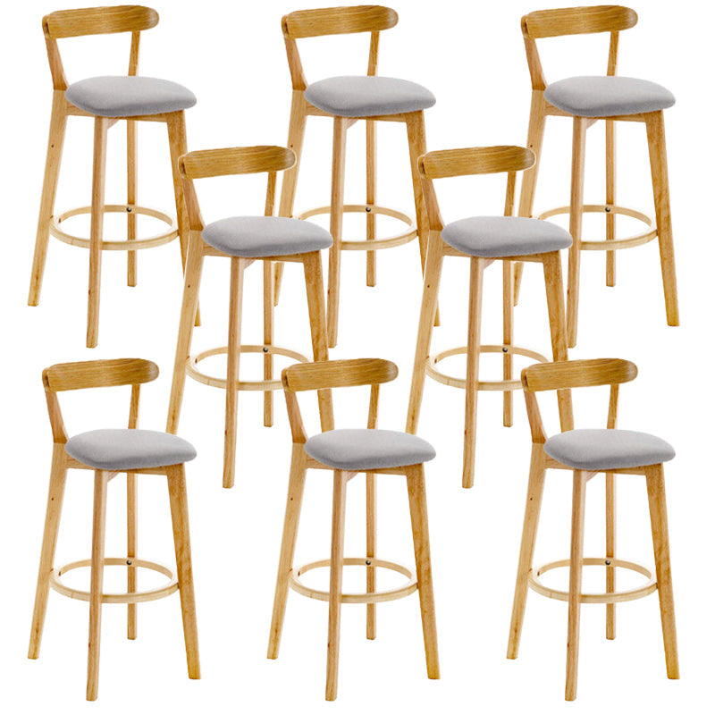 Industrial Backrest Counter Stool Rubber Wood Cafe Bar Stool with Cushion and Pedal Light Gray 8 Piece Set Clearhalo 'Bar Furniture' 'Bar Stools' 'bar_stools' 'furn' 'furn_bar_stools' 'Furniture' 'Kitchen & Dining Furniture' 6853692