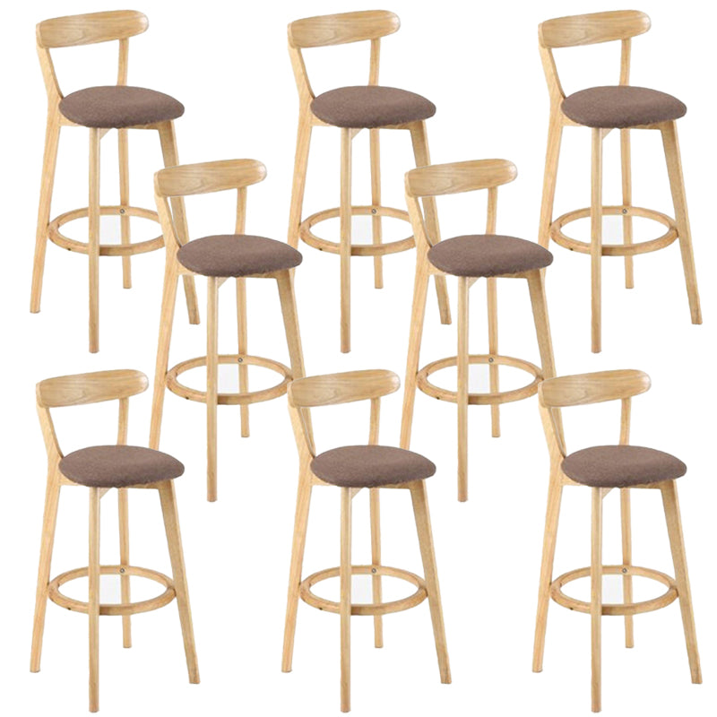 Industrial Backrest Counter Stool Rubber Wood Cafe Bar Stool with Cushion and Pedal Coffee 8 Piece Set Clearhalo 'Bar Furniture' 'Bar Stools' 'bar_stools' 'furn' 'furn_bar_stools' 'Furniture' 'Kitchen & Dining Furniture' 6853694