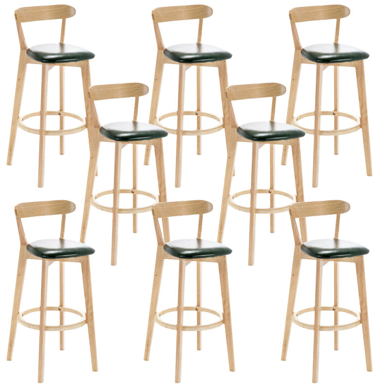 Industrial Backrest Counter Stool Rubber Wood Cafe Bar Stool with Cushion and Pedal Blackish Green 8 Piece Set Clearhalo 'Bar Furniture' 'Bar Stools' 'bar_stools' 'furn' 'furn_bar_stools' 'Furniture' 'Kitchen & Dining Furniture' 6853696