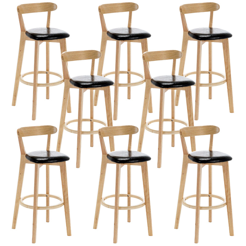Industrial Backrest Counter Stool Rubber Wood Cafe Bar Stool with Cushion and Pedal Black 8 Piece Set Clearhalo 'Bar Furniture' 'Bar Stools' 'bar_stools' 'furn' 'furn_bar_stools' 'Furniture' 'Kitchen & Dining Furniture' 6853697