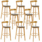 Industrial Backrest Counter Stool Rubber Wood Cafe Bar Stool with Cushion and Pedal Grey 8 Piece Set Clearhalo 'Bar Furniture' 'Bar Stools' 'bar_stools' 'furn' 'furn_bar_stools' 'Furniture' 'Kitchen & Dining Furniture' 6853698