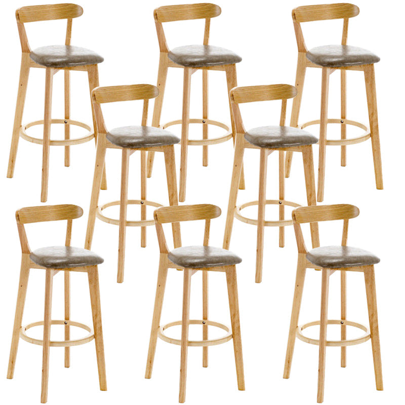 Industrial Backrest Counter Stool Rubber Wood Cafe Bar Stool with Cushion and Pedal Grey 8 Piece Set Clearhalo 'Bar Furniture' 'Bar Stools' 'bar_stools' 'furn' 'furn_bar_stools' 'Furniture' 'Kitchen & Dining Furniture' 6853698