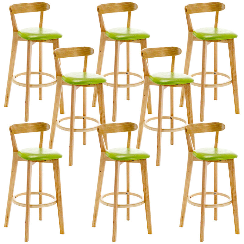 Industrial Backrest Counter Stool Rubber Wood Cafe Bar Stool with Cushion and Pedal Green 8 Piece Set Clearhalo 'Bar Furniture' 'Bar Stools' 'bar_stools' 'furn' 'furn_bar_stools' 'Furniture' 'Kitchen & Dining Furniture' 6853699
