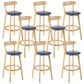 Industrial Backrest Counter Stool Rubber Wood Cafe Bar Stool with Cushion and Pedal Dark Blue 8 Piece Set Clearhalo 'Bar Furniture' 'Bar Stools' 'bar_stools' 'furn' 'furn_bar_stools' 'Furniture' 'Kitchen & Dining Furniture' 6853700