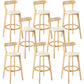 Industrial Backrest Counter Stool Rubber Wood Cafe Bar Stool with Cushion and Pedal Off-White 8 Piece Set Clearhalo 'Bar Furniture' 'Bar Stools' 'bar_stools' 'furn' 'furn_bar_stools' 'Furniture' 'Kitchen & Dining Furniture' 6853701